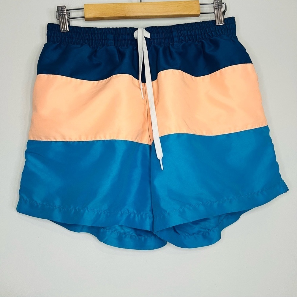 Chubbies Peach Colorblock Lined Swim Trunks L